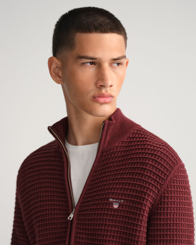 Pull zippé en coton Texture