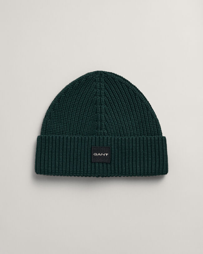 Katoenen ribgebreide beanie