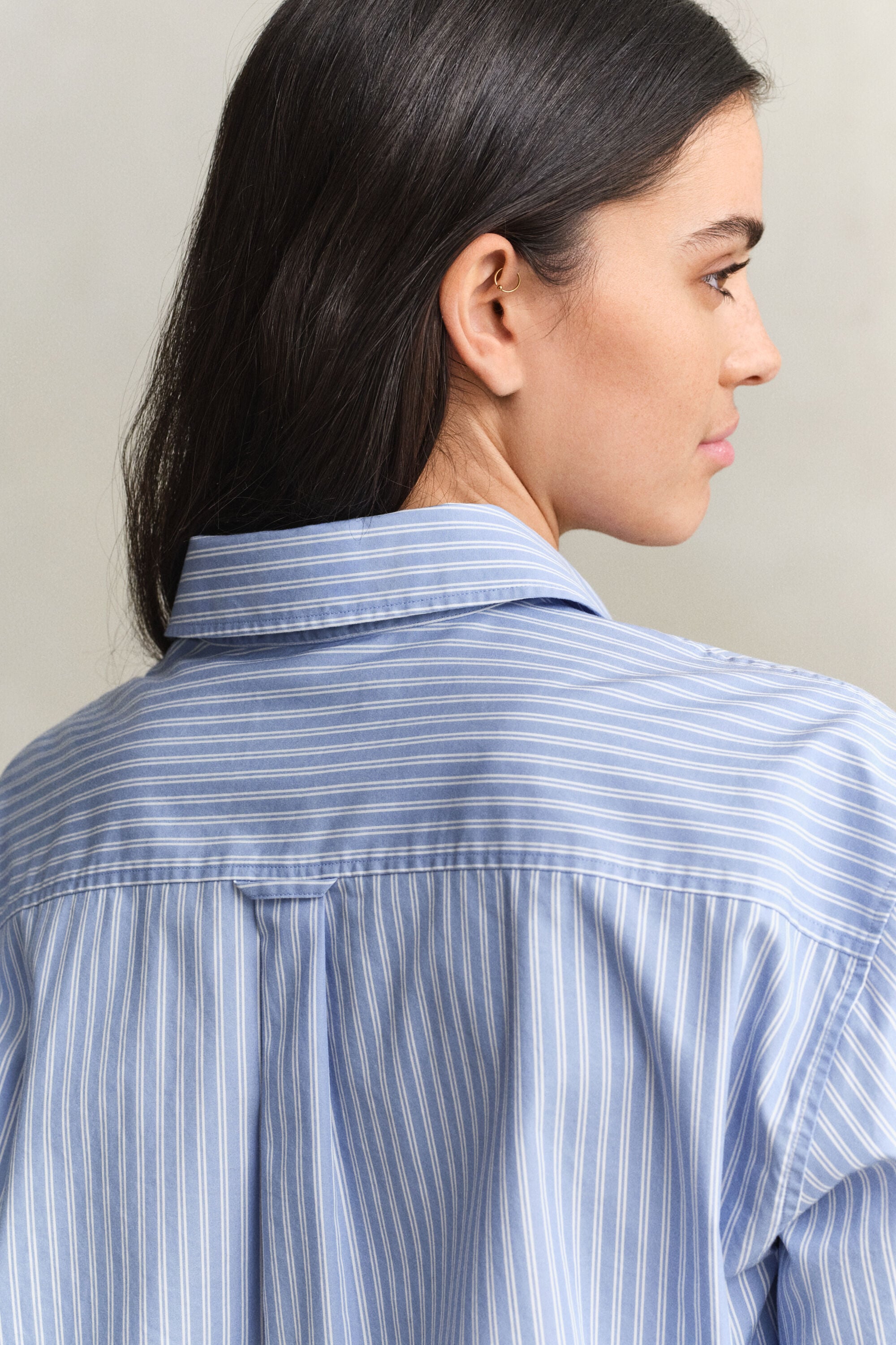 Chemise classique coupe décontractée en popeline à rayures
