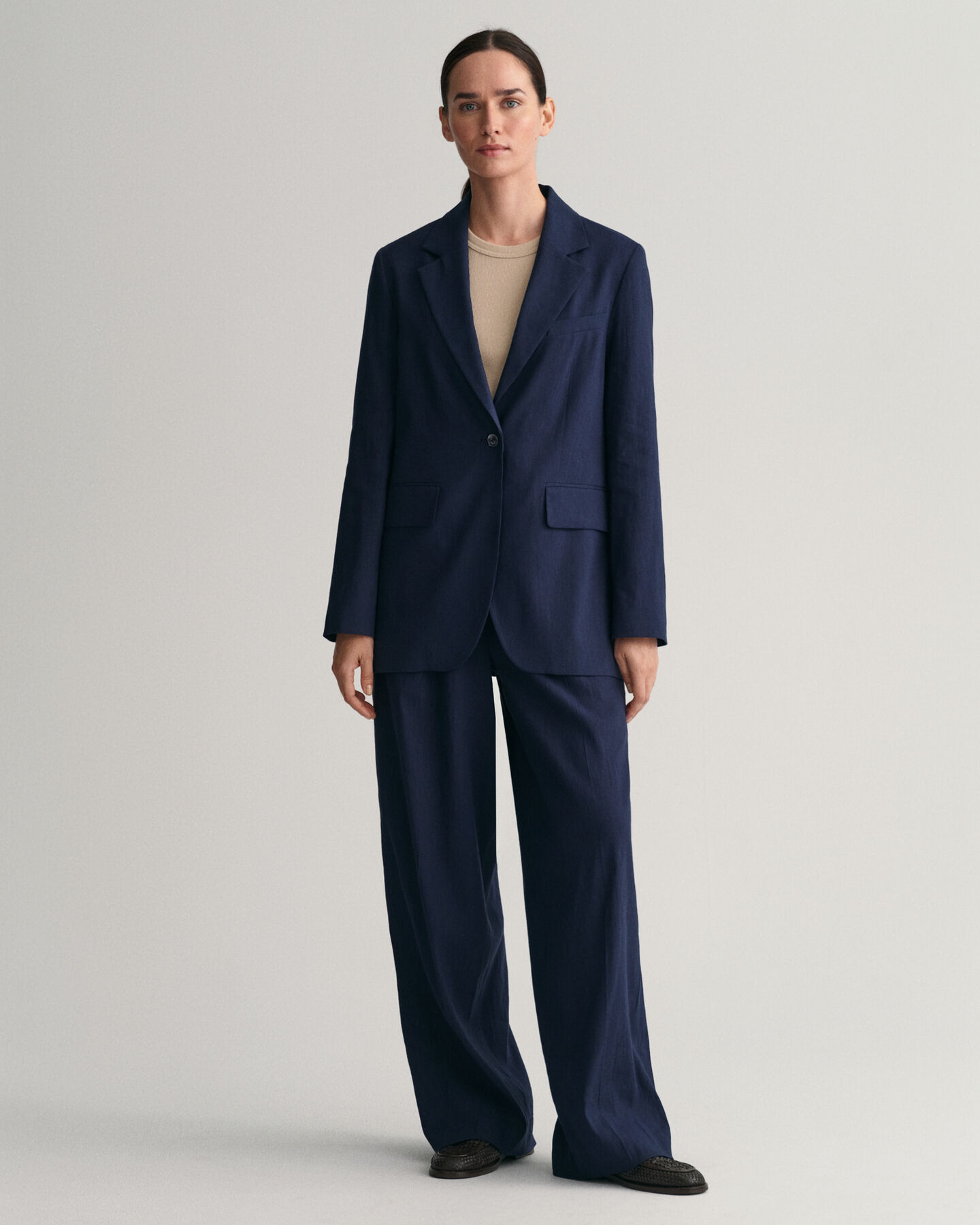 Veste blazer en lin stretch regular fit