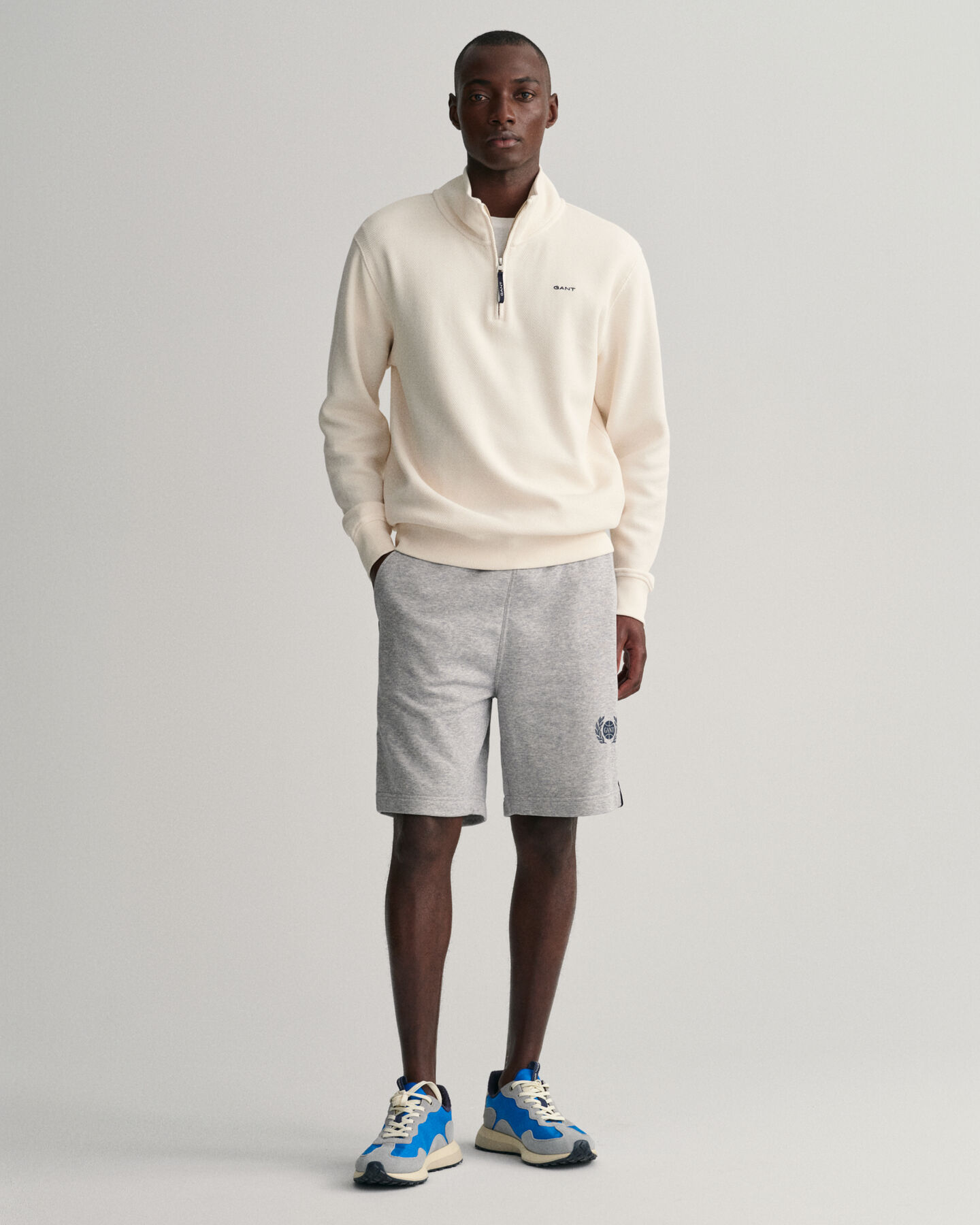 Pull &agrave; demi-zip Waffle Texture