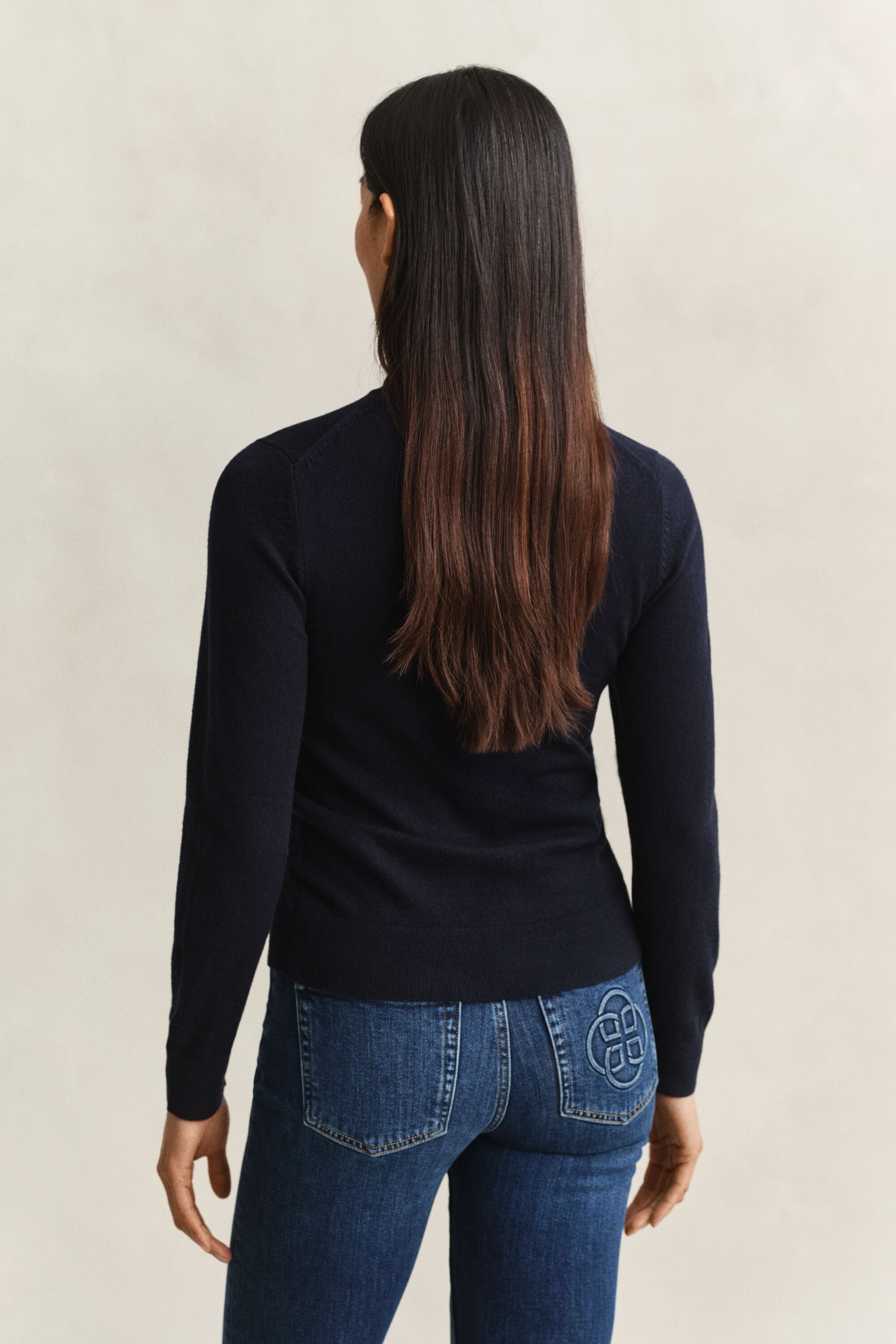 Pull col roulé en laine et coton