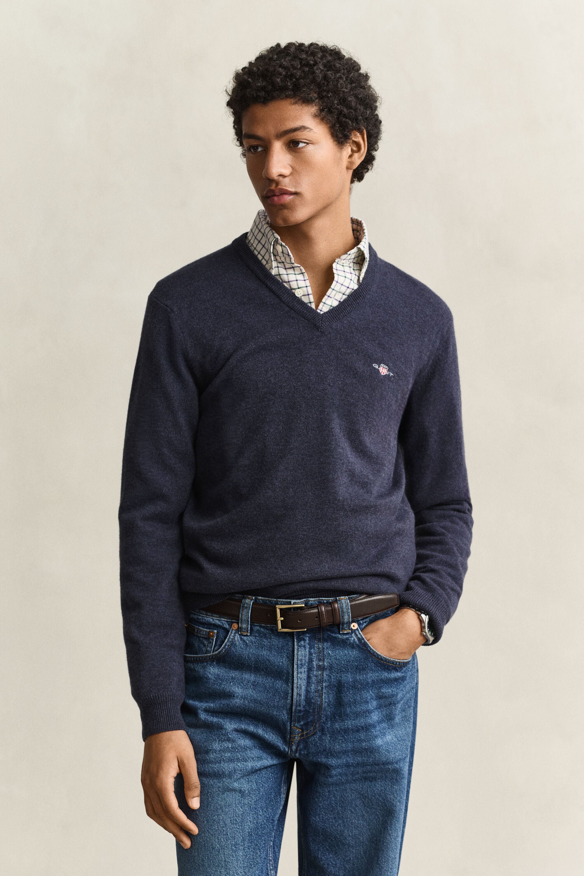 Pull col V en laine d’agneau