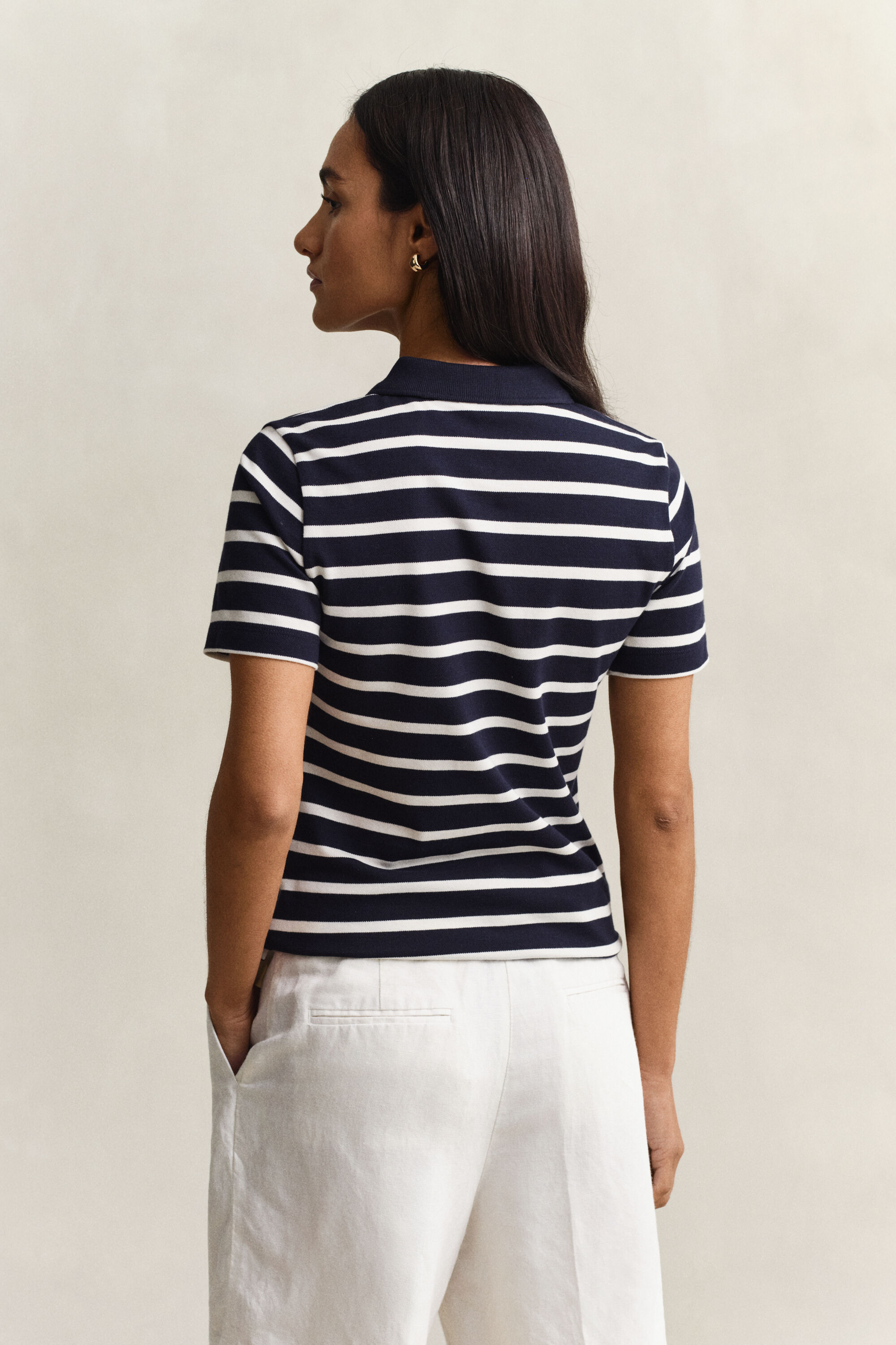 Polo en coton piqué à rayures