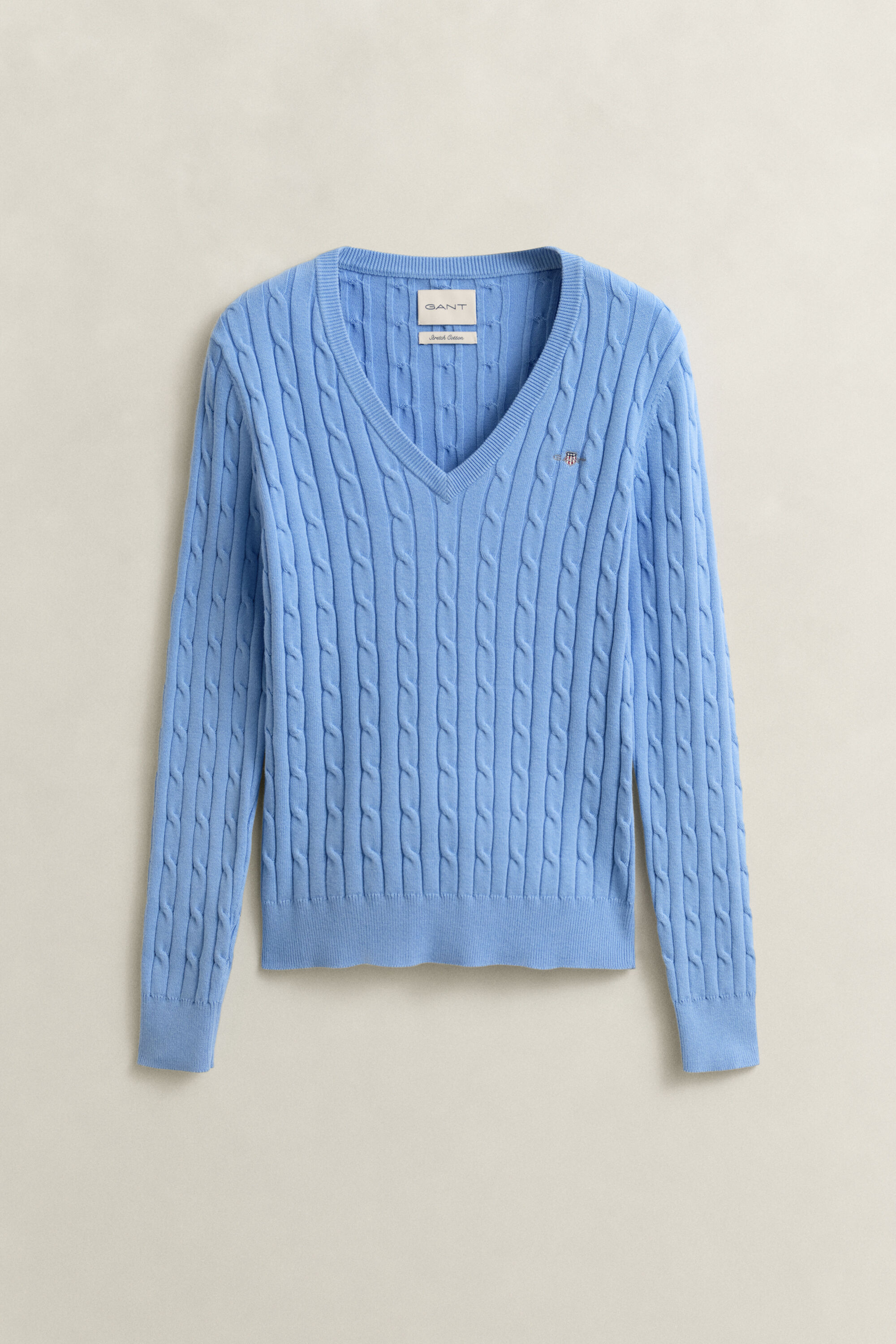 Kabelgebreide trui met V-hals