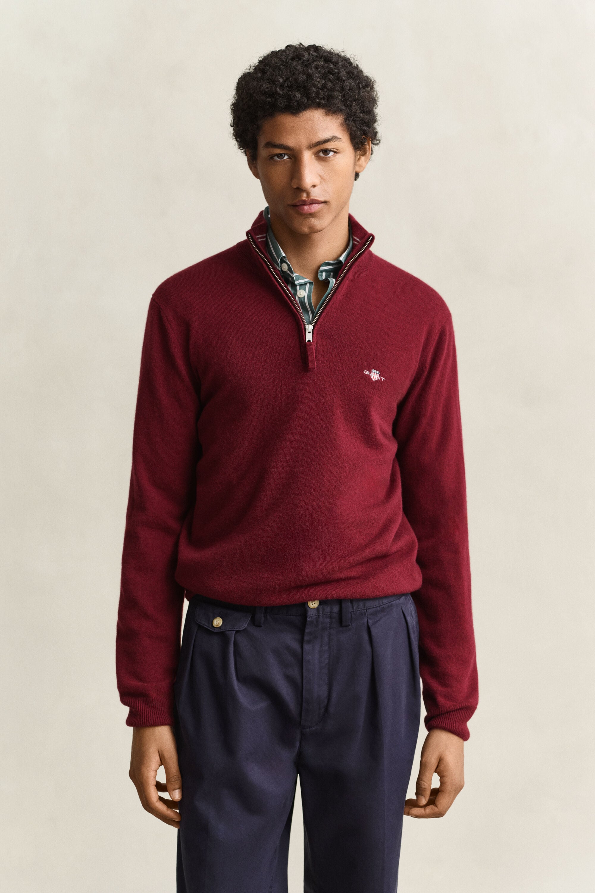 Pull à demi-zip en laine d’agneau