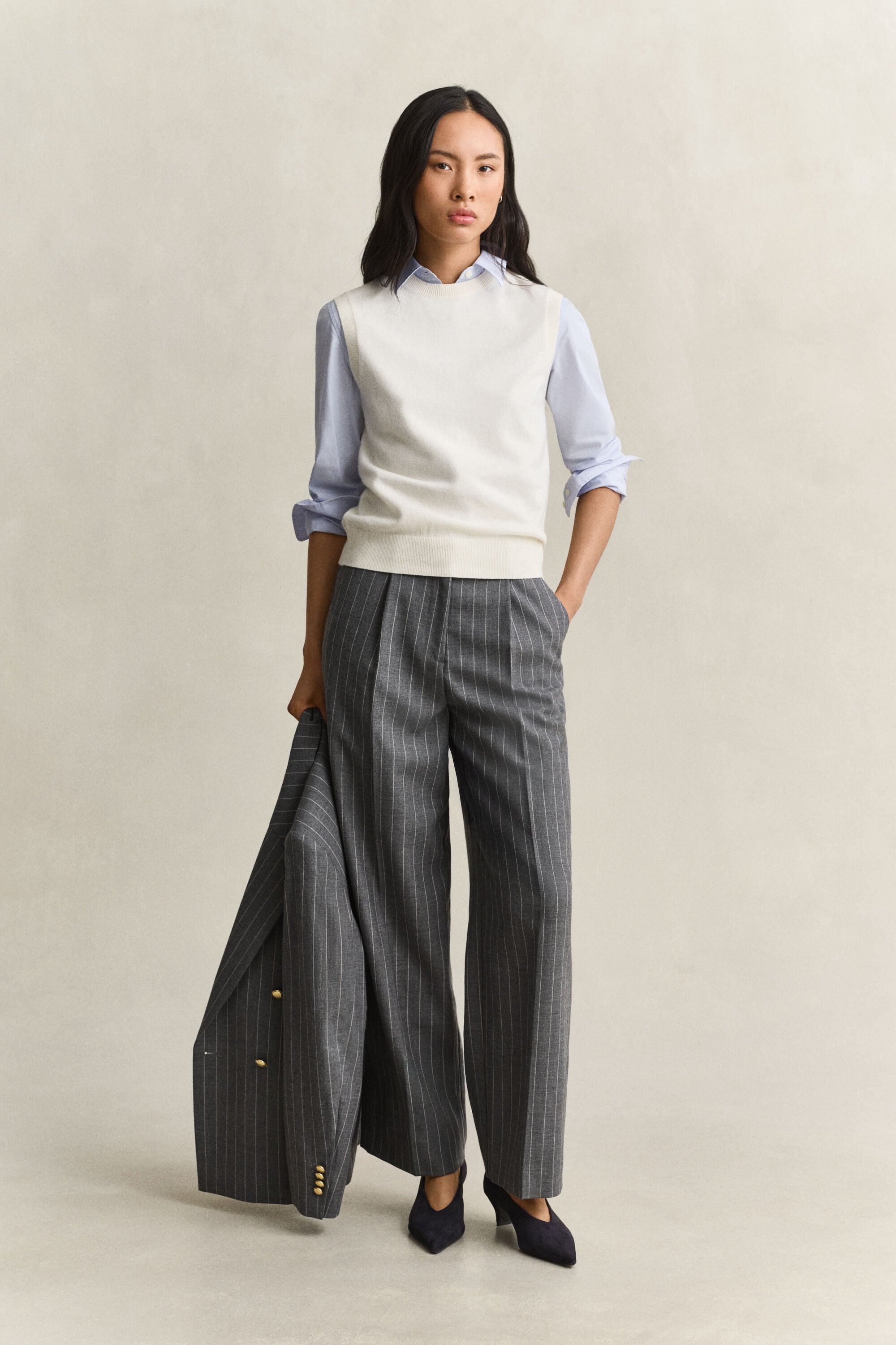 Pull sans manches en laine tricotée