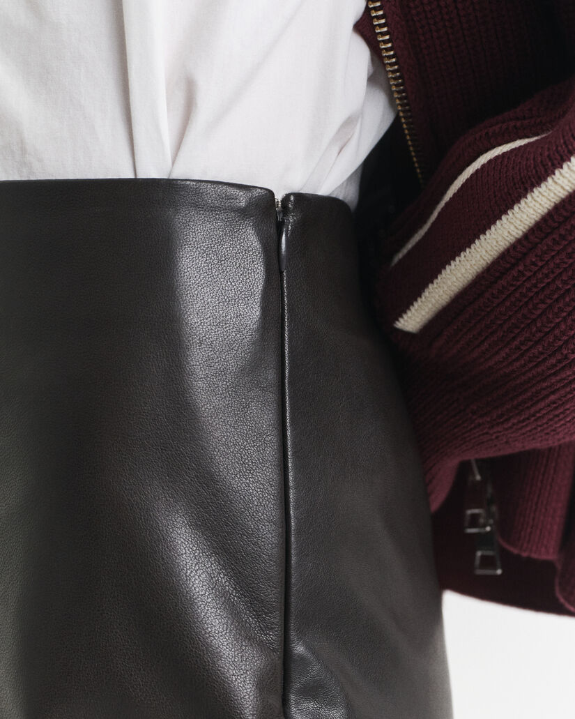Jupe crayon midi en cuir