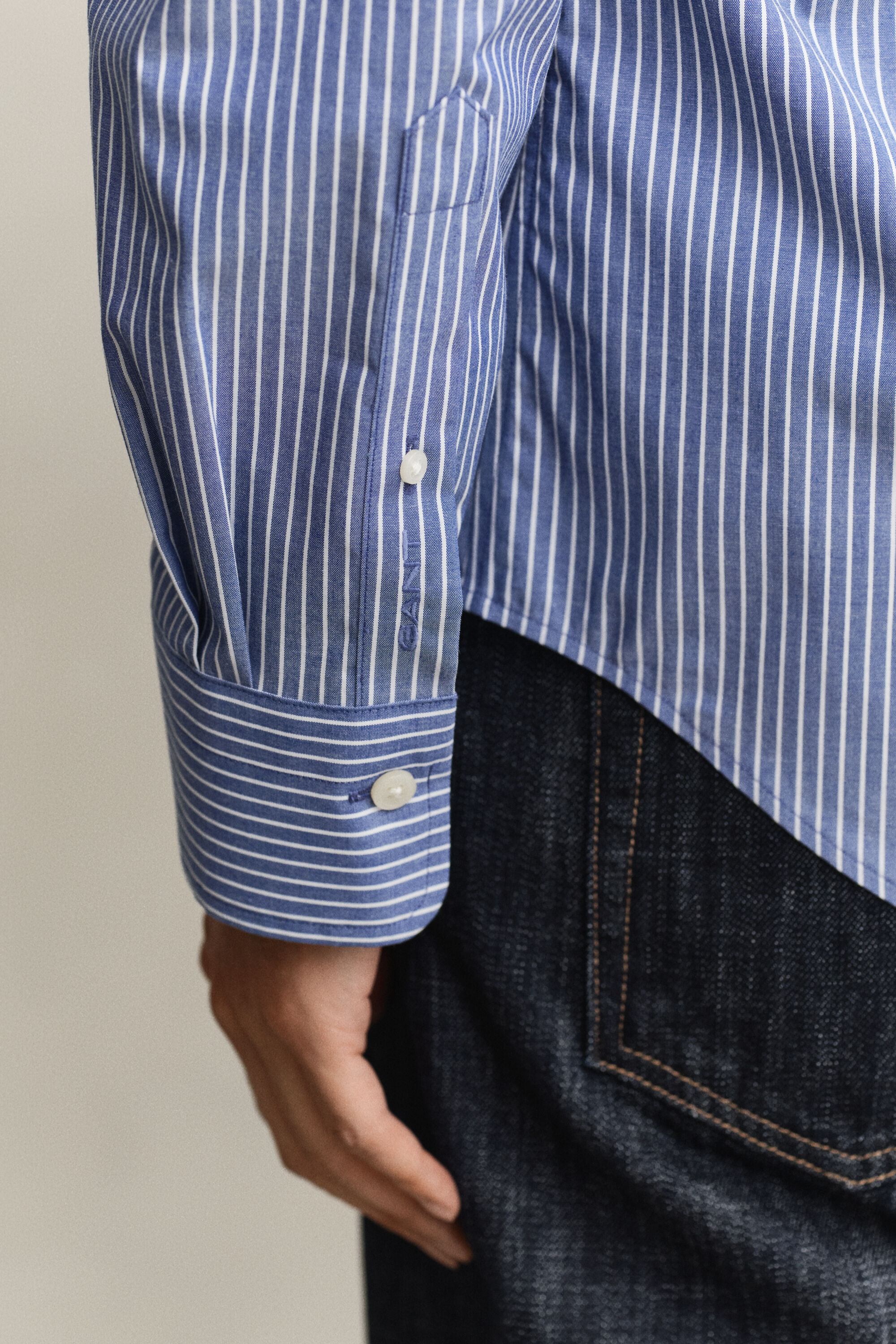 Gestreept overhemd van stretchpoplin