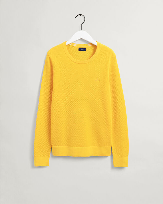 Pull ras du cou en coton piqu&eacute;