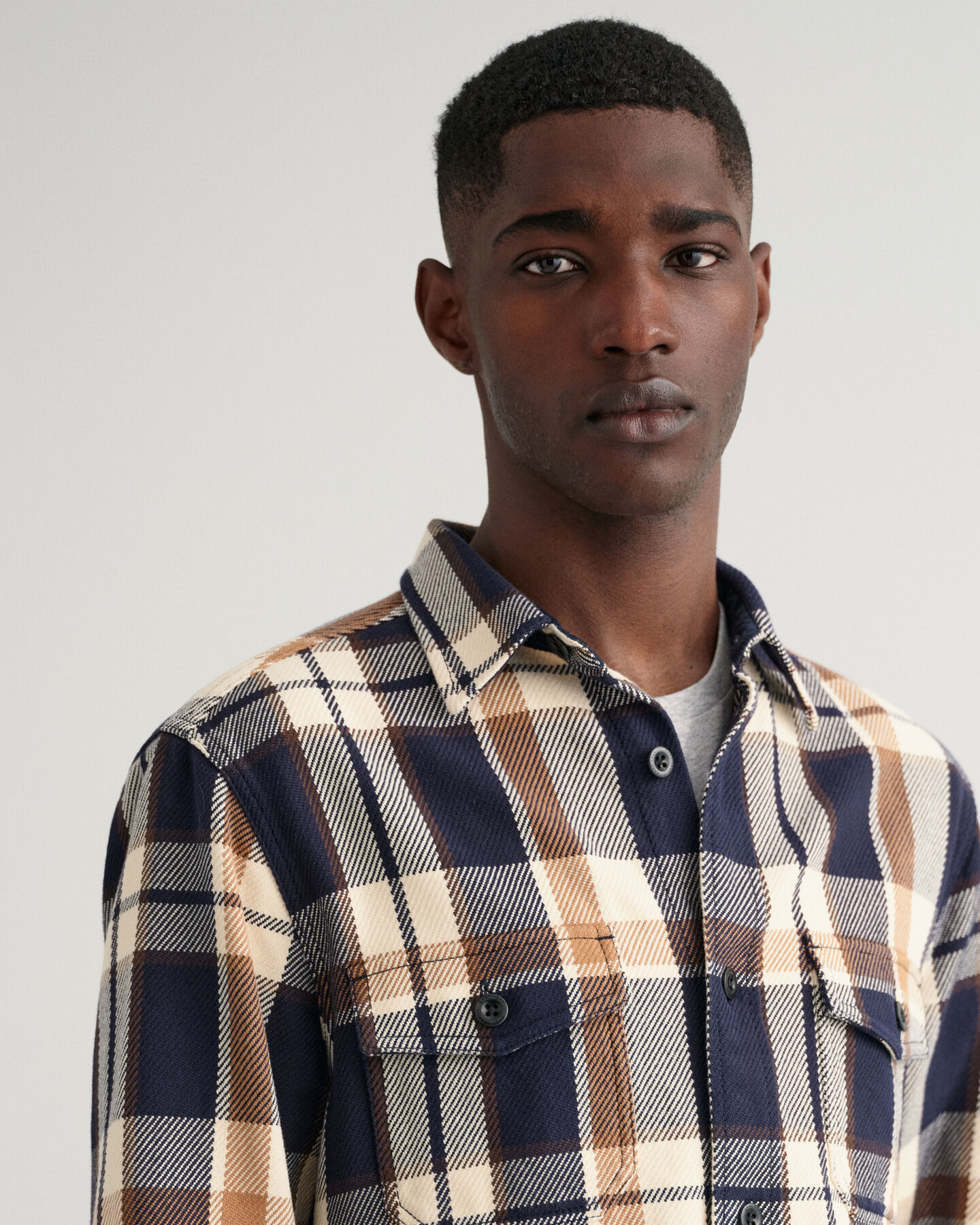 Surchemise en sergé épais à carreaux