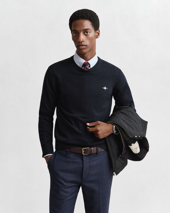 Pull col rond en coton classique