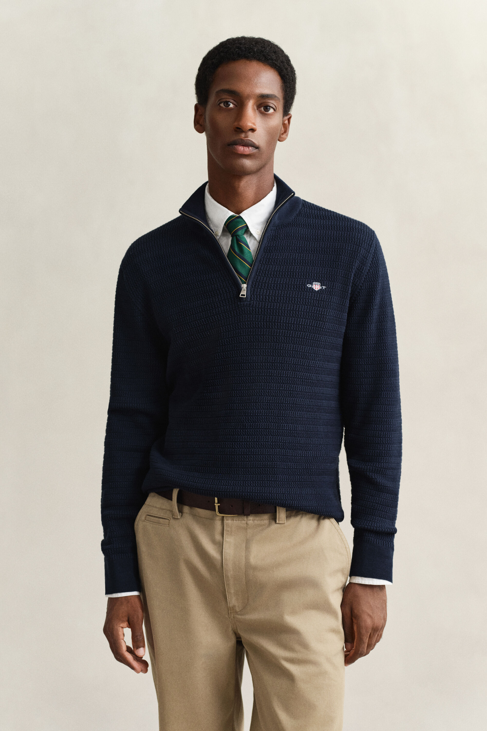 Gebreide trui met minikabels en korte rits