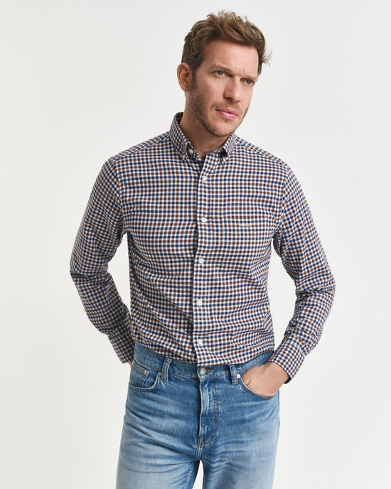 Regular Fit hemd van keperstof met Gingham-ruitje