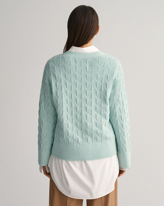 Cardigan col V &agrave; chevrons