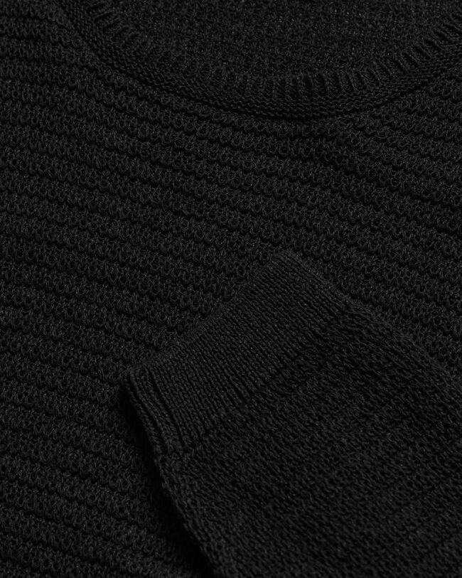 Pull ras du cou en coton et lin Textured