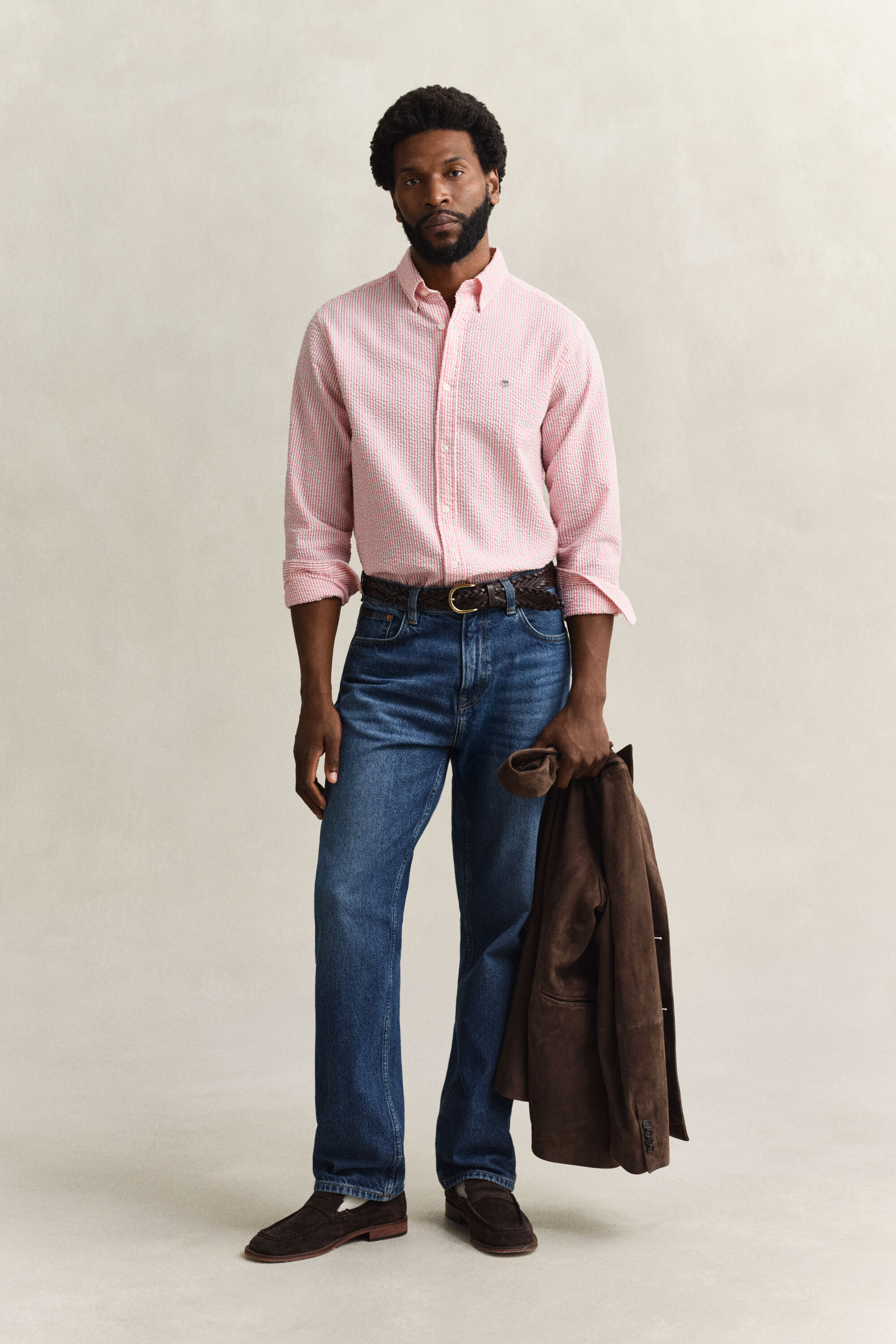 Chemise coupe regular à rayures en Seersucker