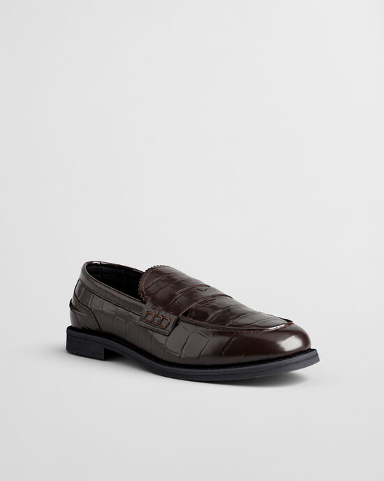 Gracelyn loafers van leer met krokodilleneffect