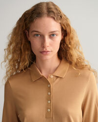 Detail Collar piqu&eacute; poloshirt met lange mouwen