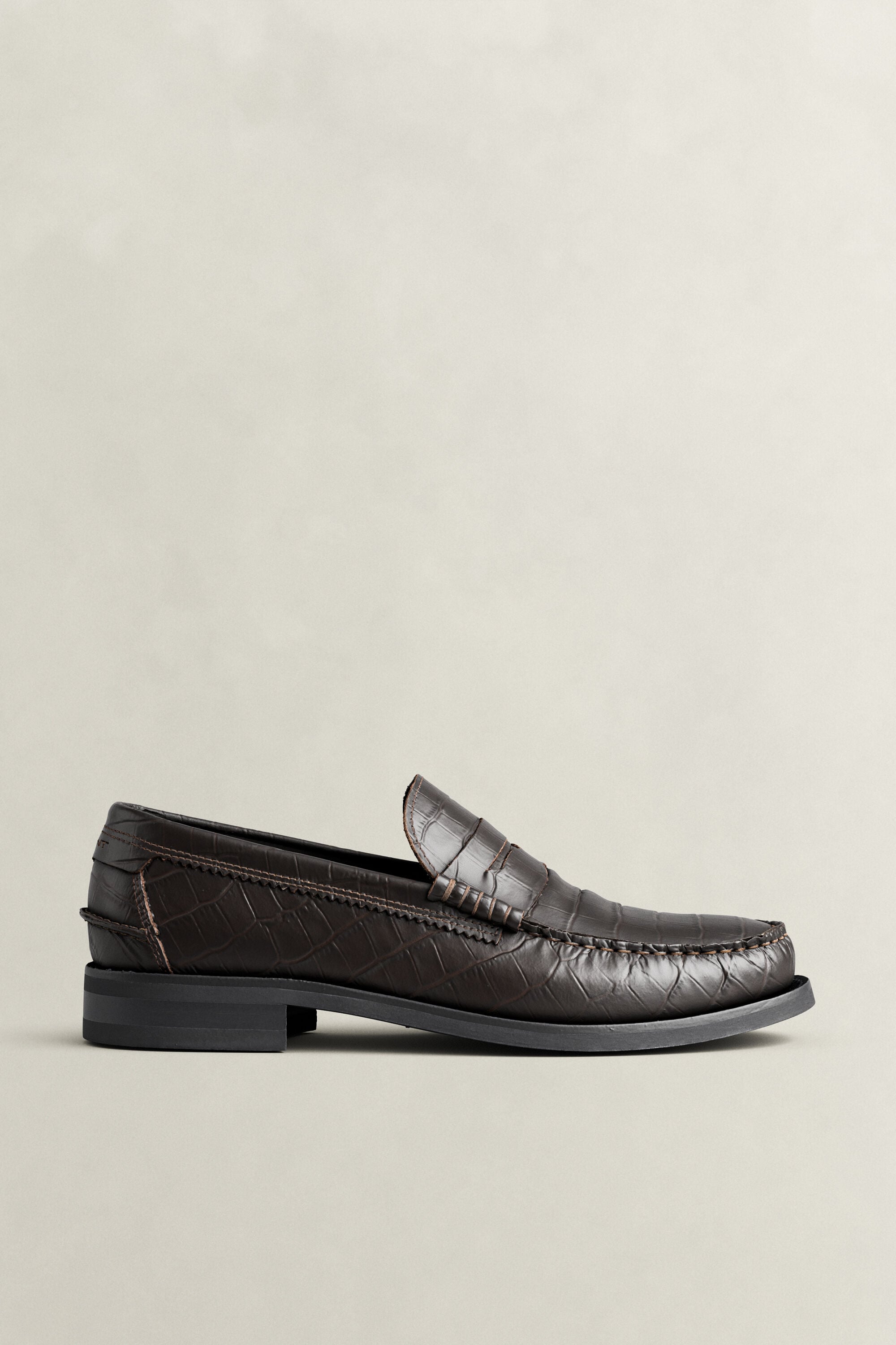 Lenkoxx leren loafers met krokodilleneffect