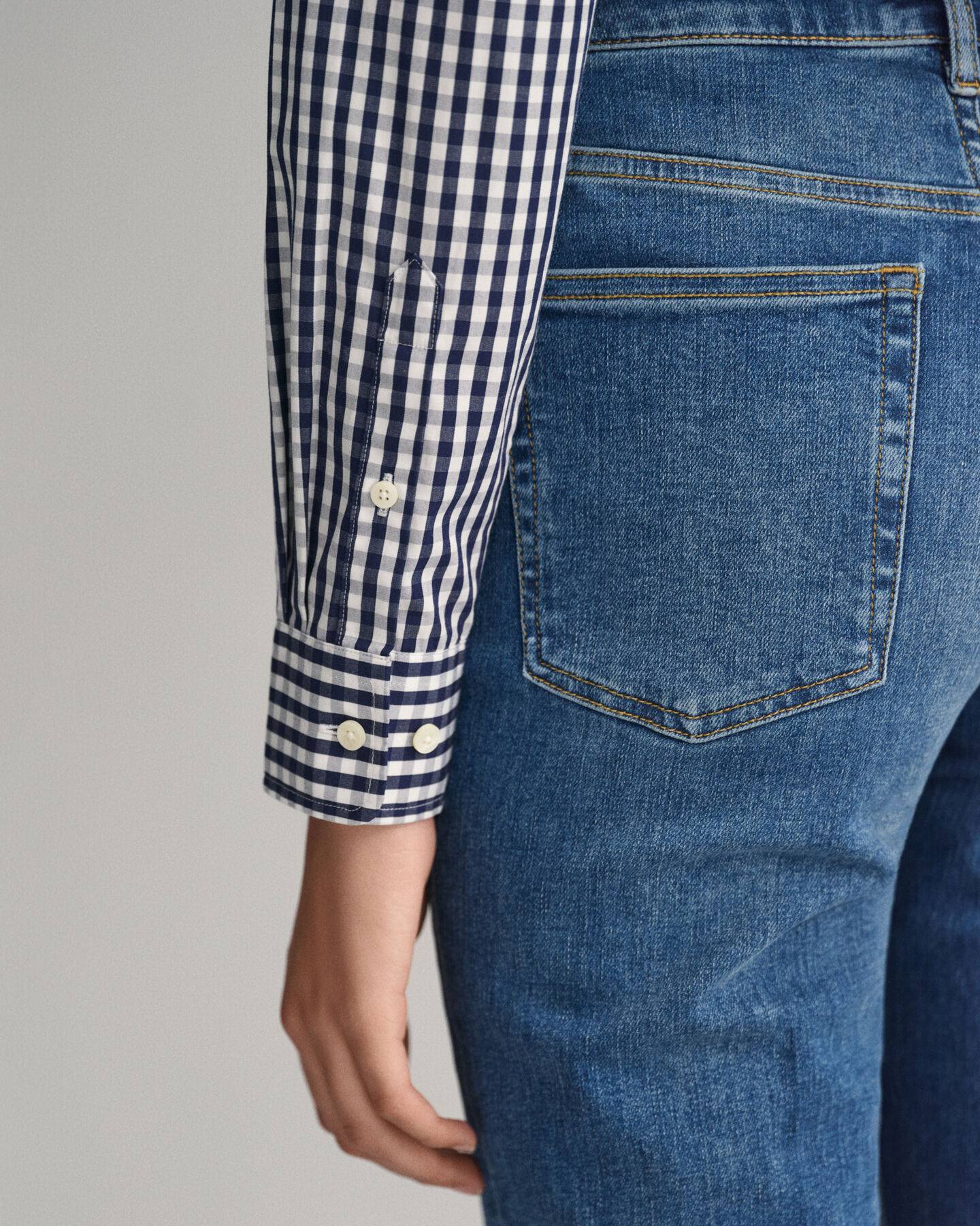 Regular Fit poplin hemd met Gingham-ruitje