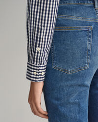 Regular Fit poplin hemd met Gingham-ruitje