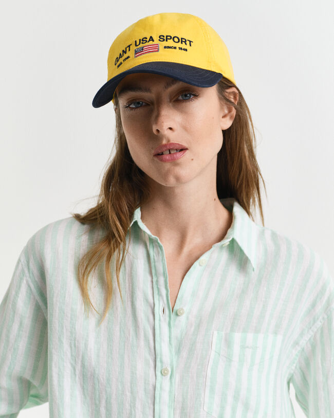 Chemise relaxed fit en lin &agrave; rayures