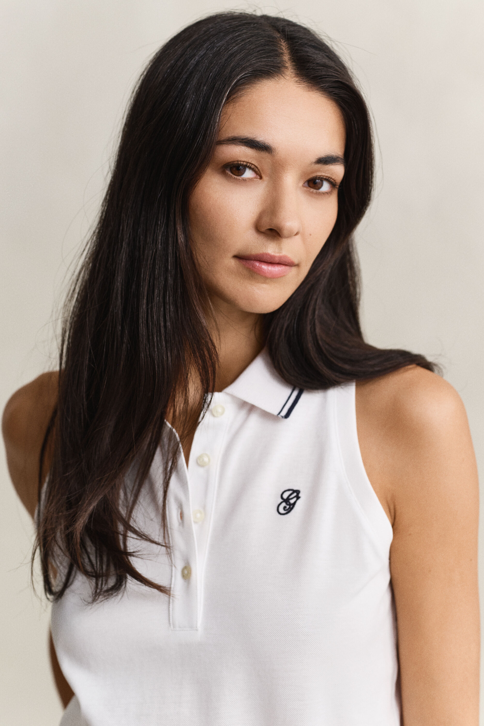 Polo sans manches en piqué