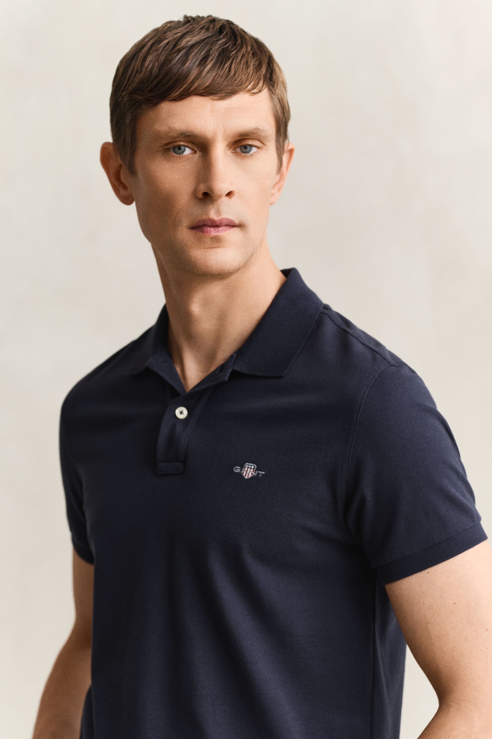Slim Fit Shield piqué poloshirt