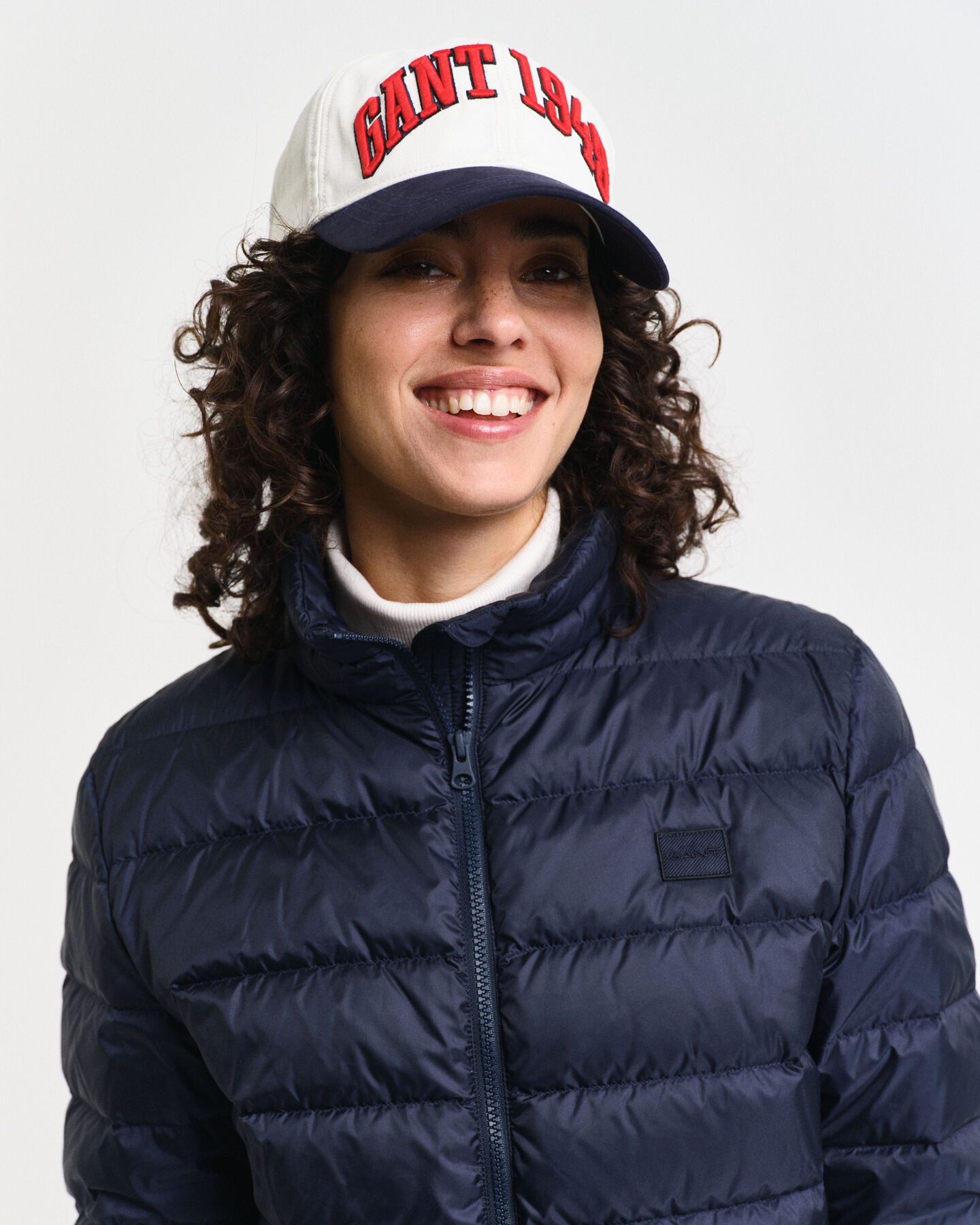 Licht donsjack met logo