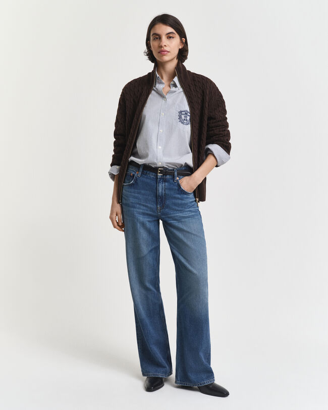 Kabelgebreid vest met rits