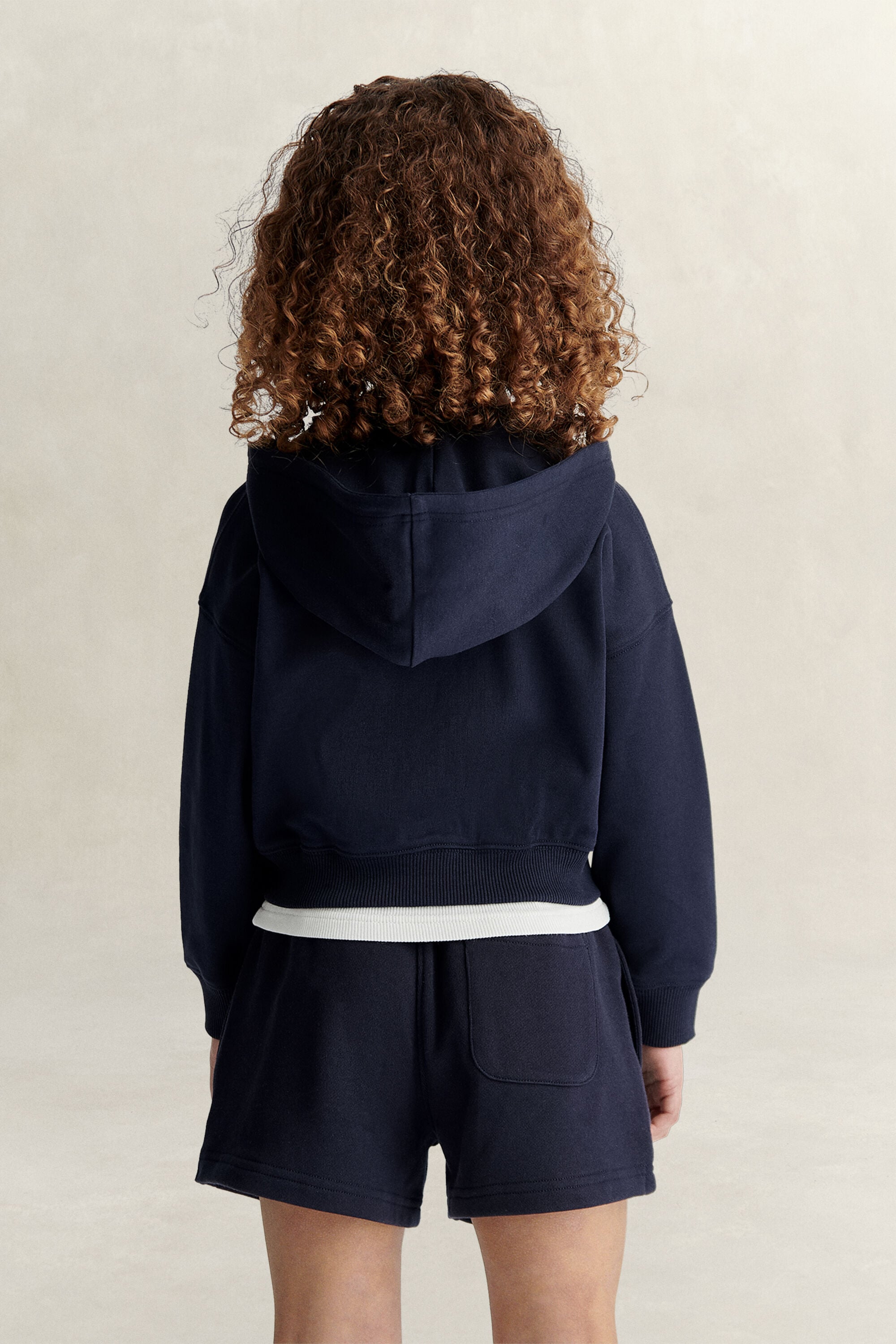 Sweat à capuche court zippé Shield Fille