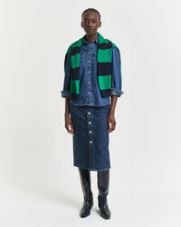 Jupe midi en denim à boutons