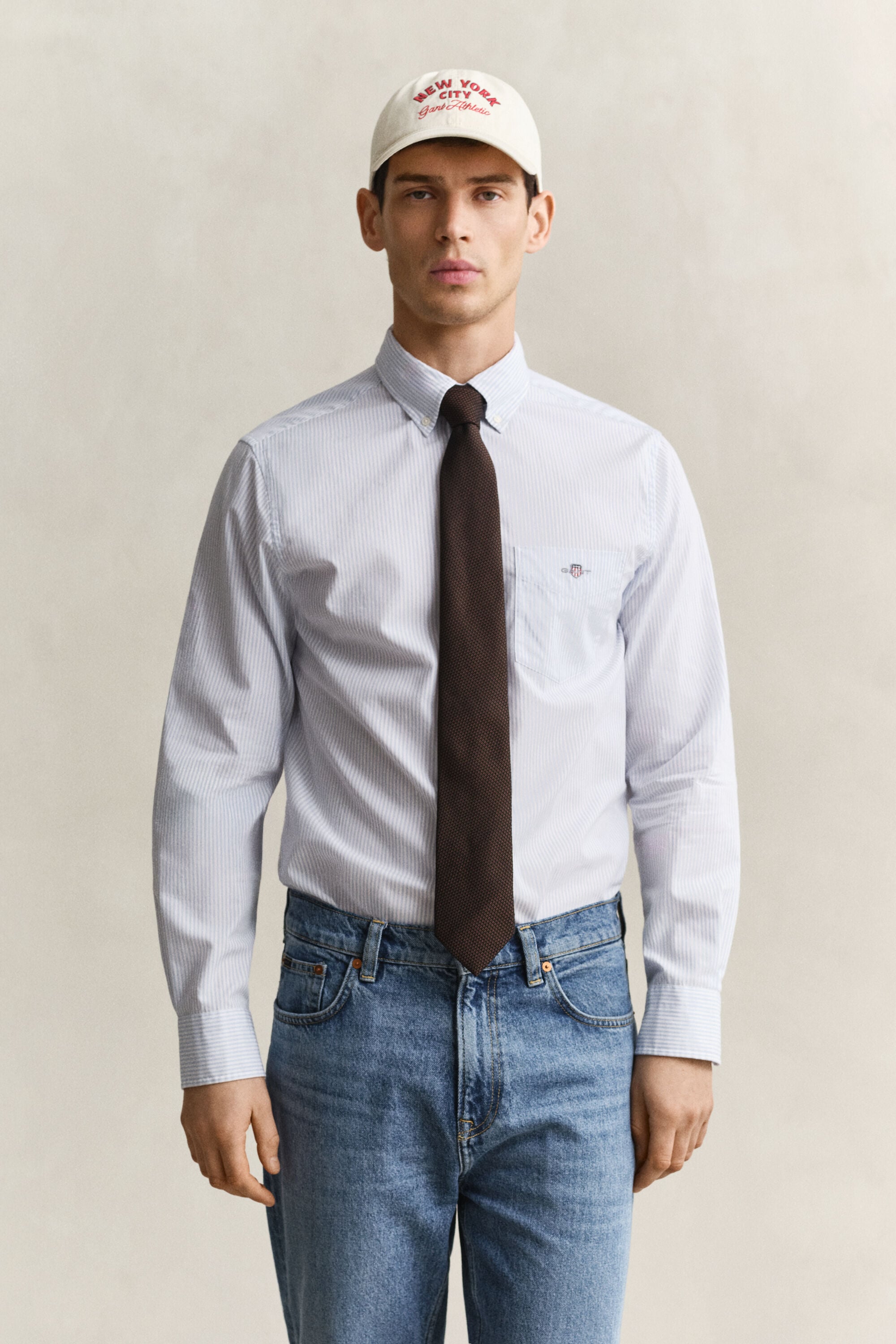Classic Regular gestreept poplin hemd