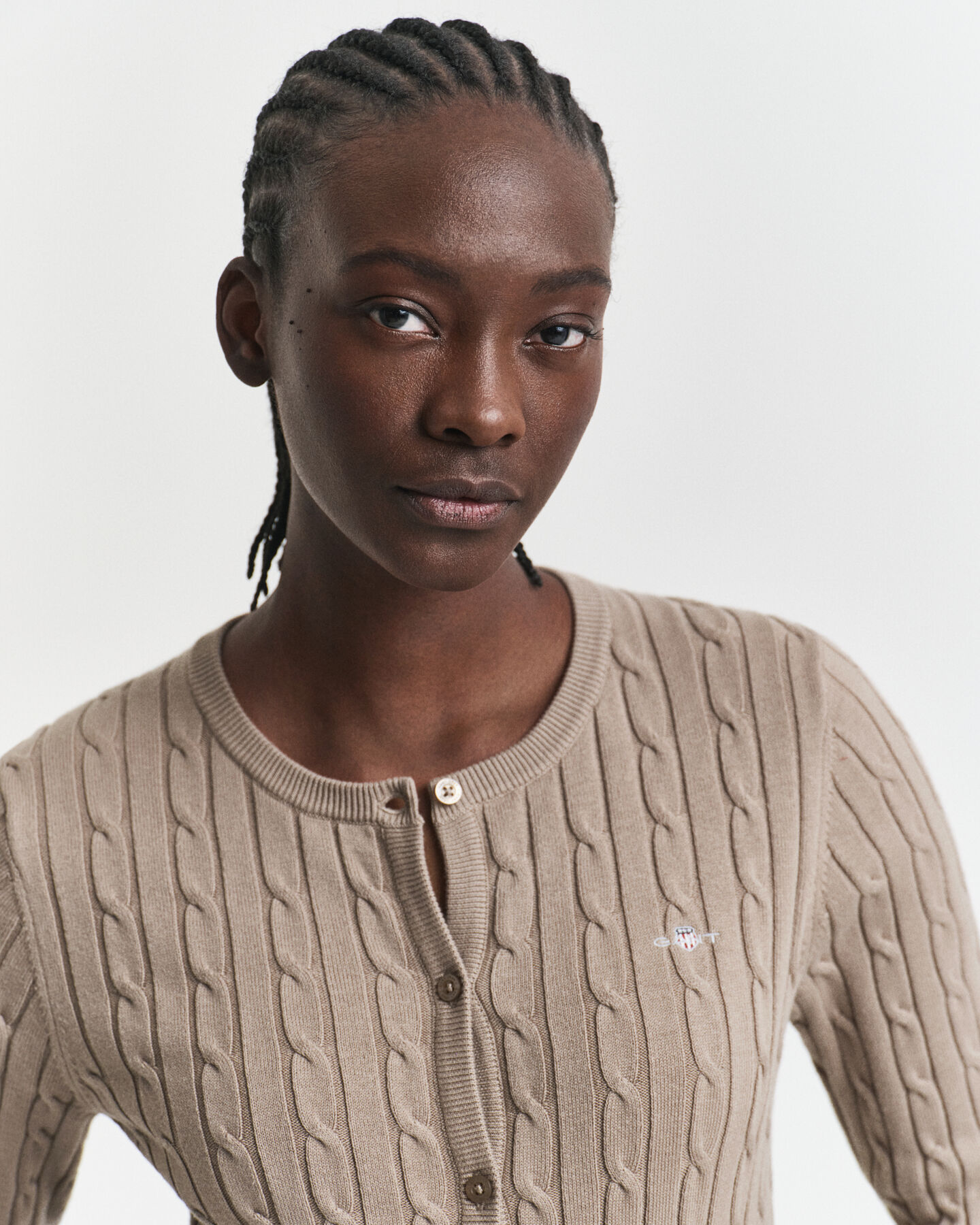 Kabelgebreid vest van stretchkatoen